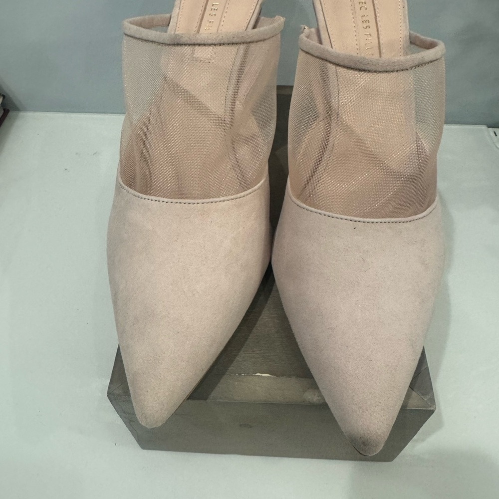 Avec Les Filles Cream Mules with Mesh Detail New without box